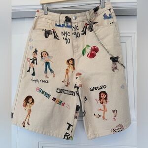 STEVE MADDEN MEGA JORT Y2K PRINTED 90s SHORTS BAGGY